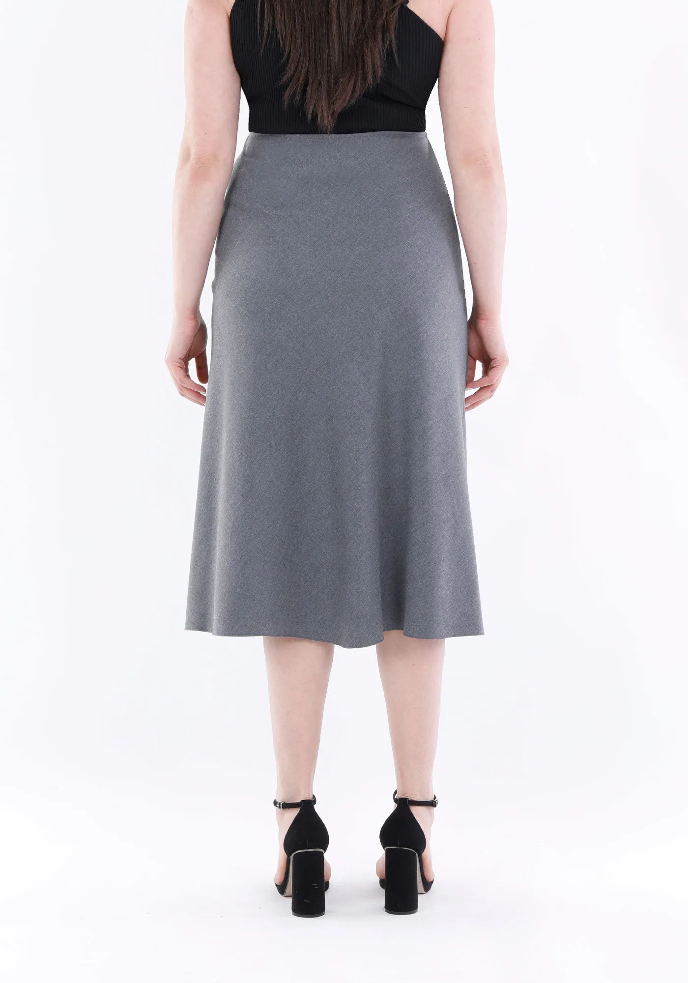 Grey A-Line Midi Skirts