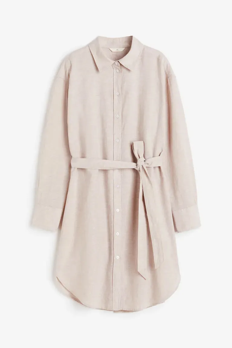 H&M linen blend shirtdress, light beige