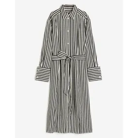 H&M Tie-belt shirtdress, black/white