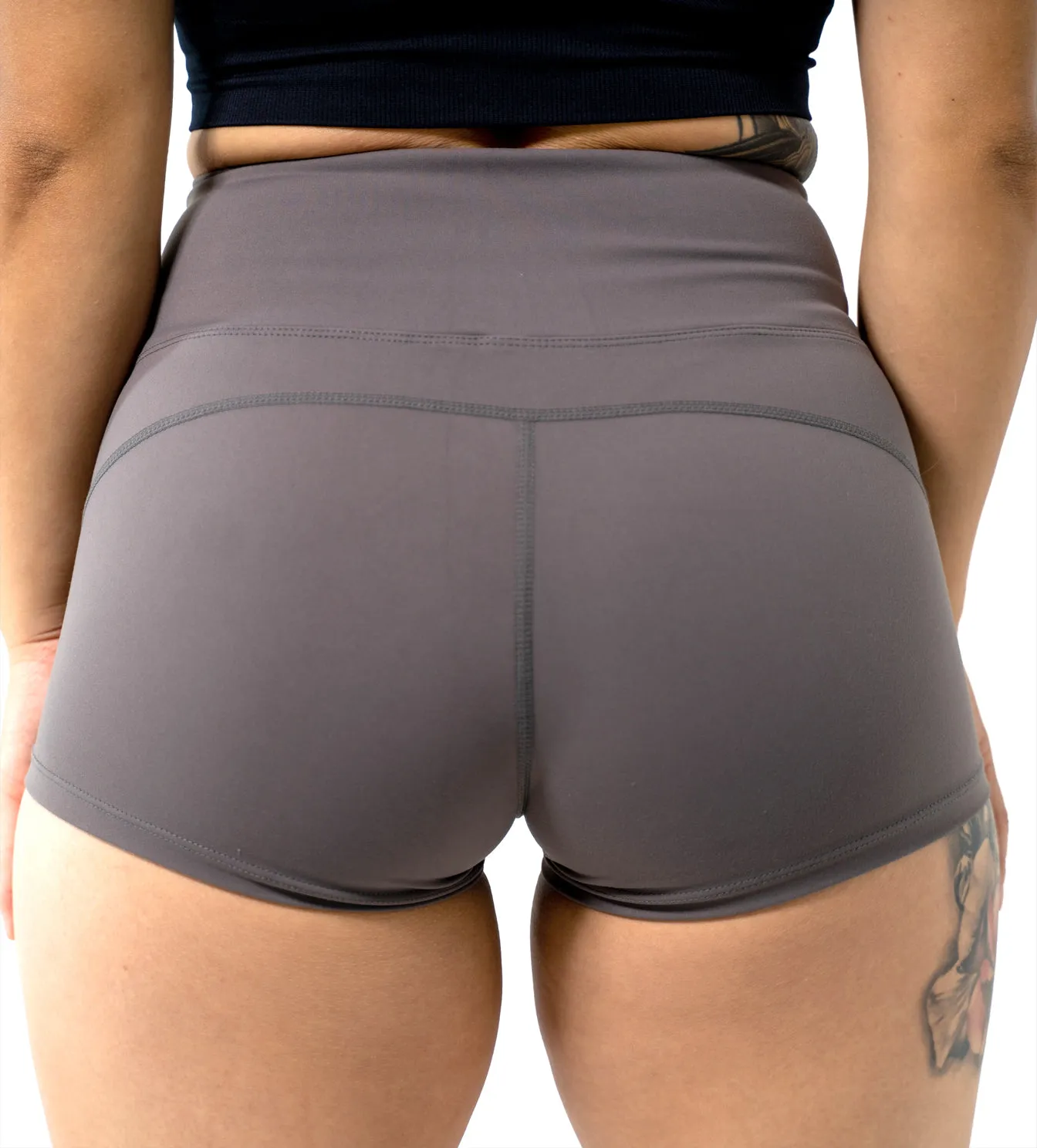 High Waist Booty Shorts - Taupe