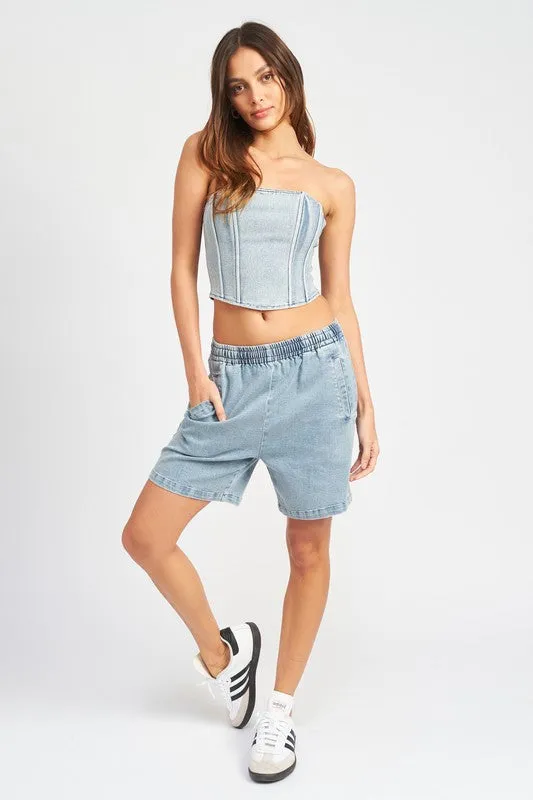 HIGH WAISTED DENIM SHORTS