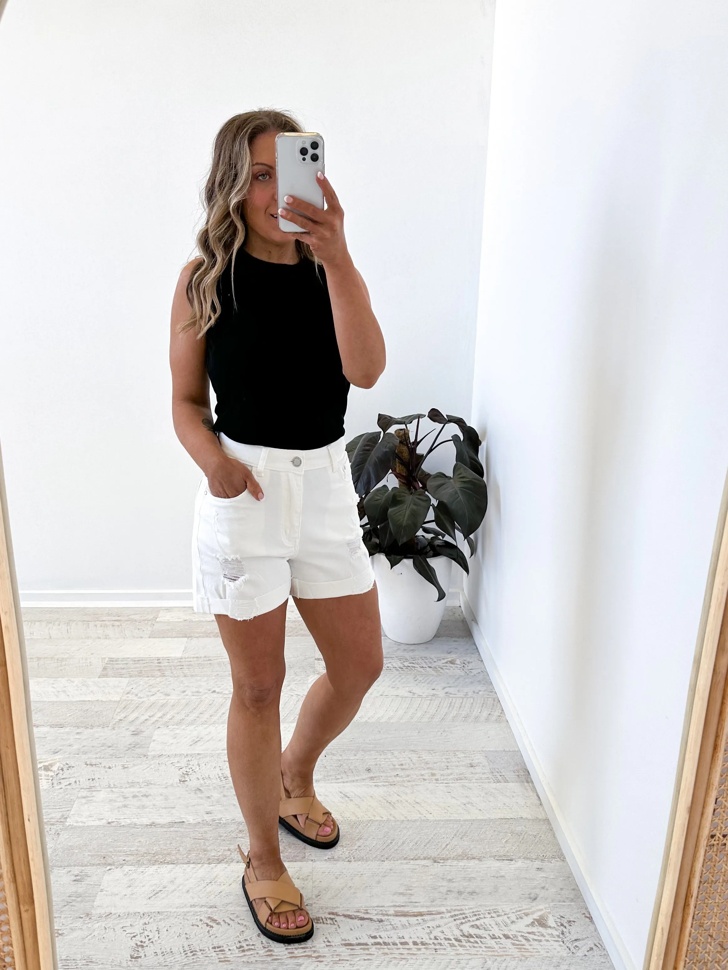 Issy Denim Shorts - Off White