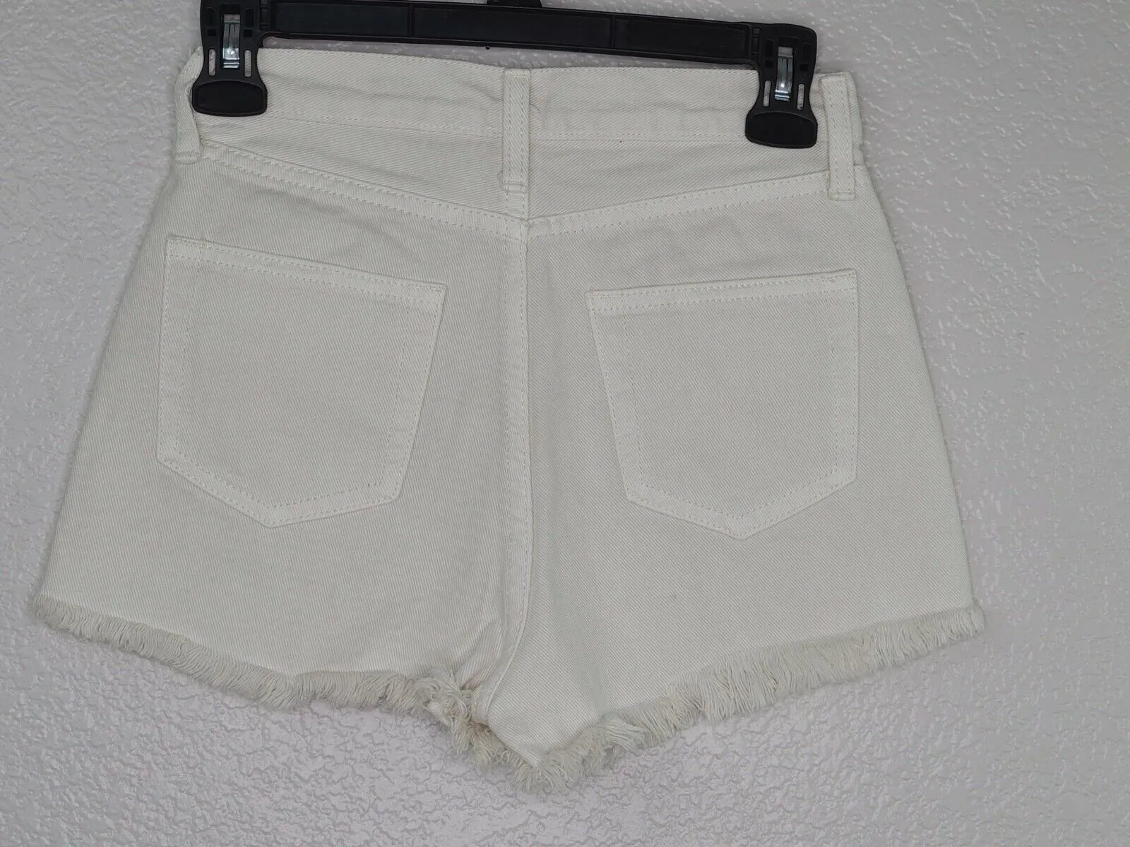 John Galt California Women's Off-White Button Fly Frayed Hem Denim Shorts