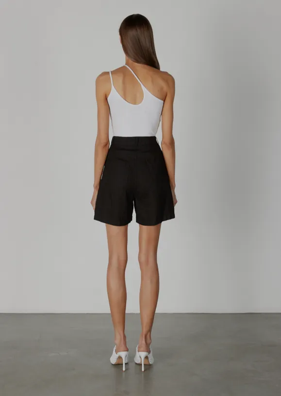 Linen High Waisted Short - Black