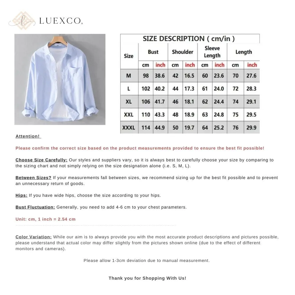 Luexco Mens Button Down Work Shirts