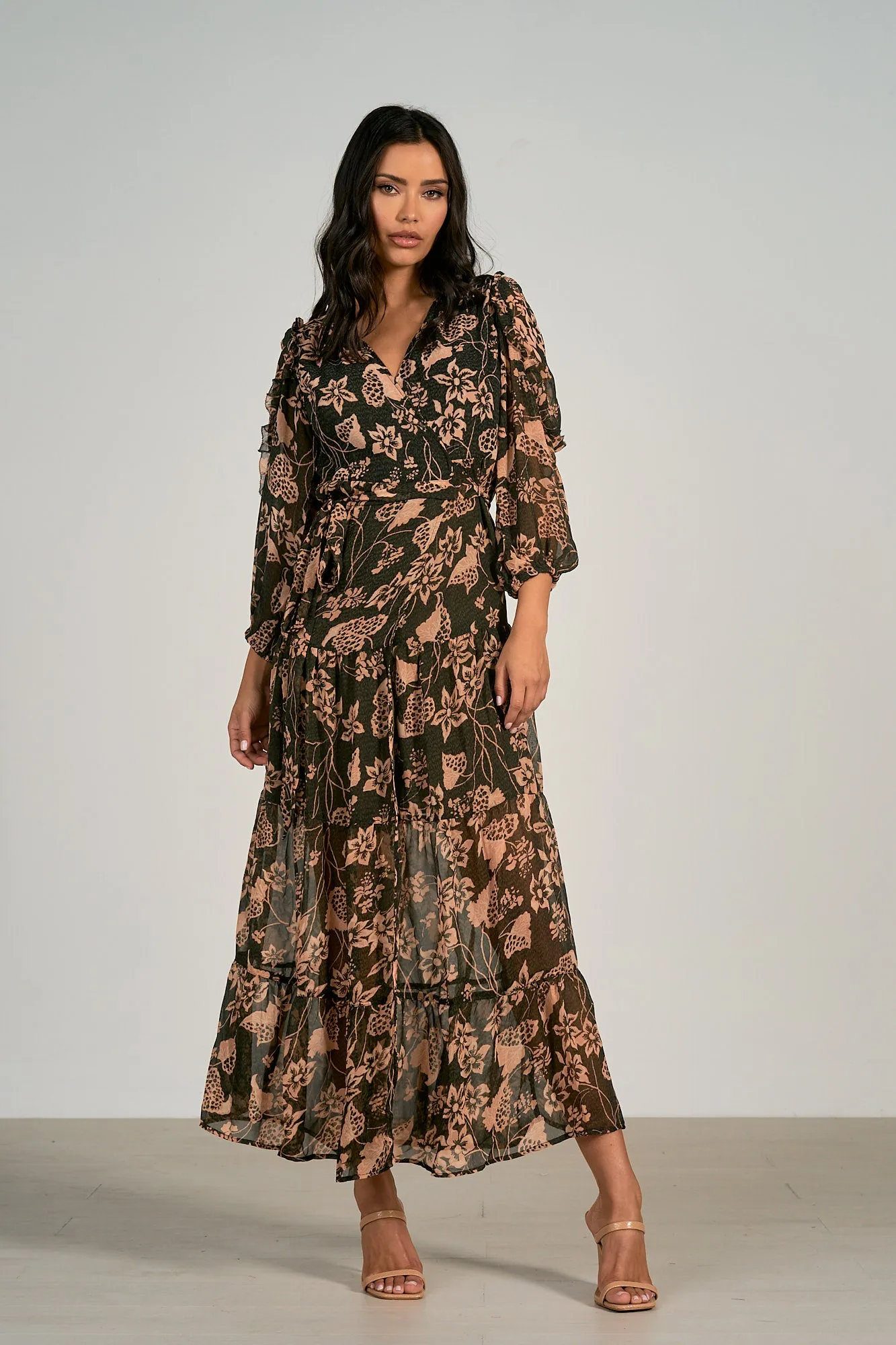 Maxi Long Sleeve Wrap Dress