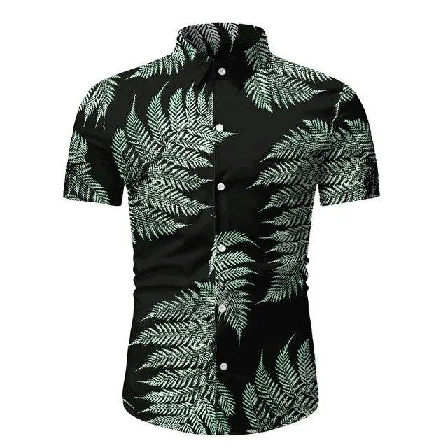 Men Short Sleeve Hawaiian Shirt Camisa Masculina Fashion Floral Mens Shirts