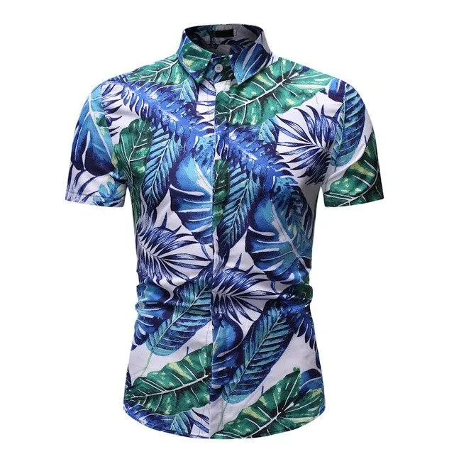 Men Short Sleeve Hawaiian Shirt Camisa Masculina Fashion Floral Mens Shirts