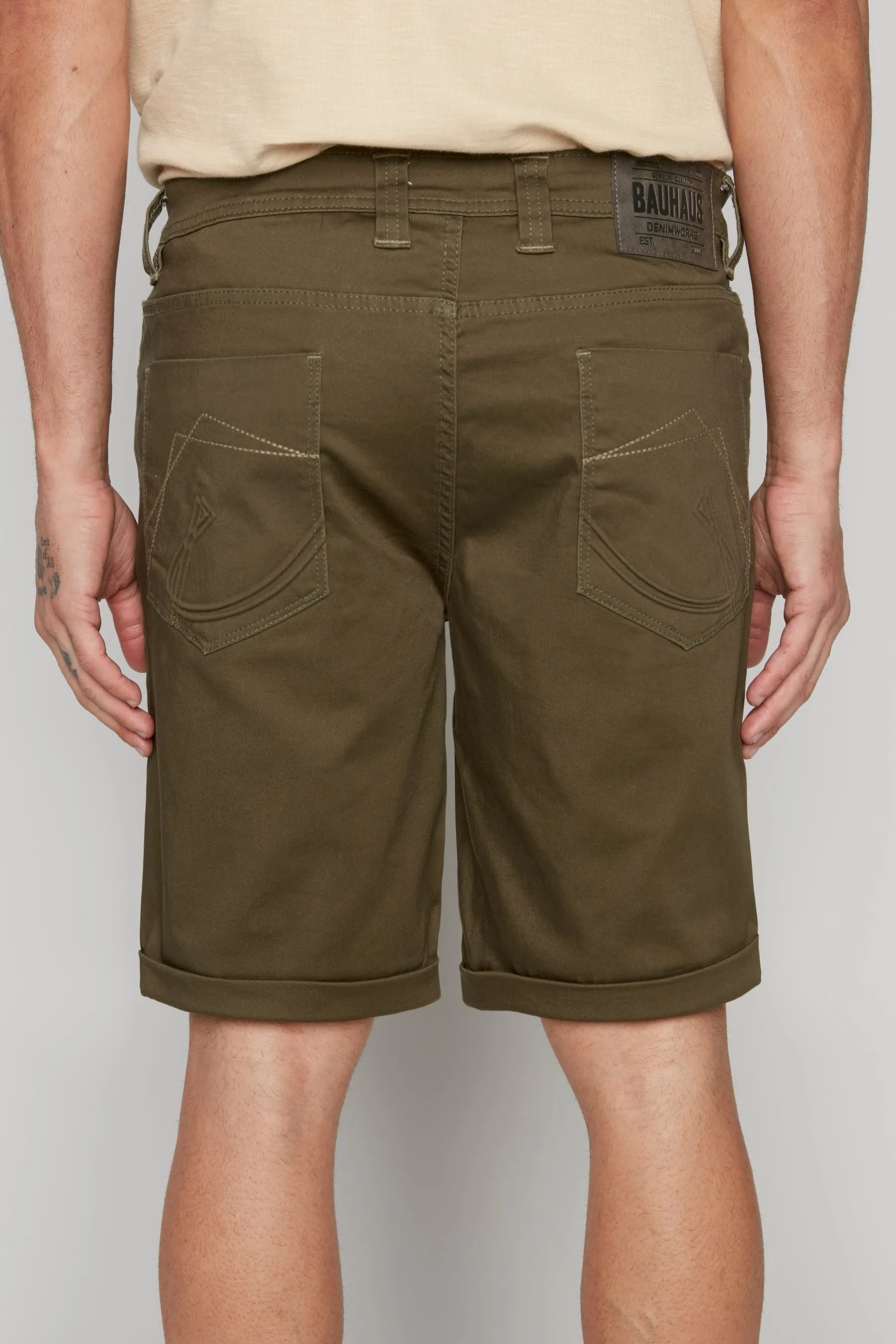 Men's Rolled-Up Denim Shorts - Olive