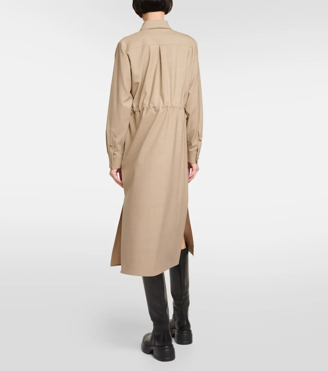 Monia shirt dress in Max Mara natural wool, brown