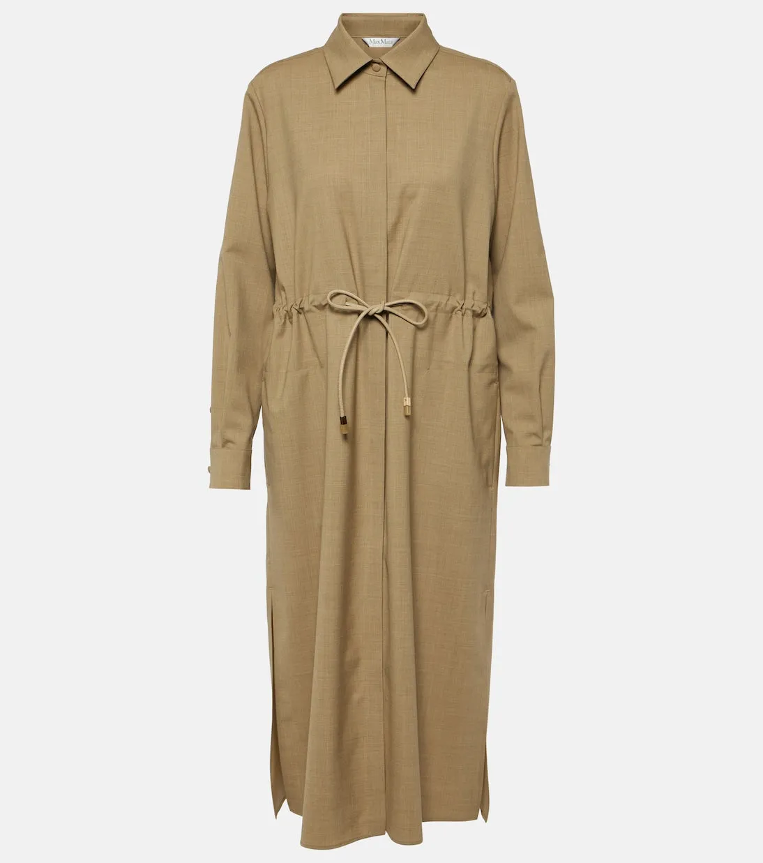 Monia shirt dress in Max Mara natural wool, brown