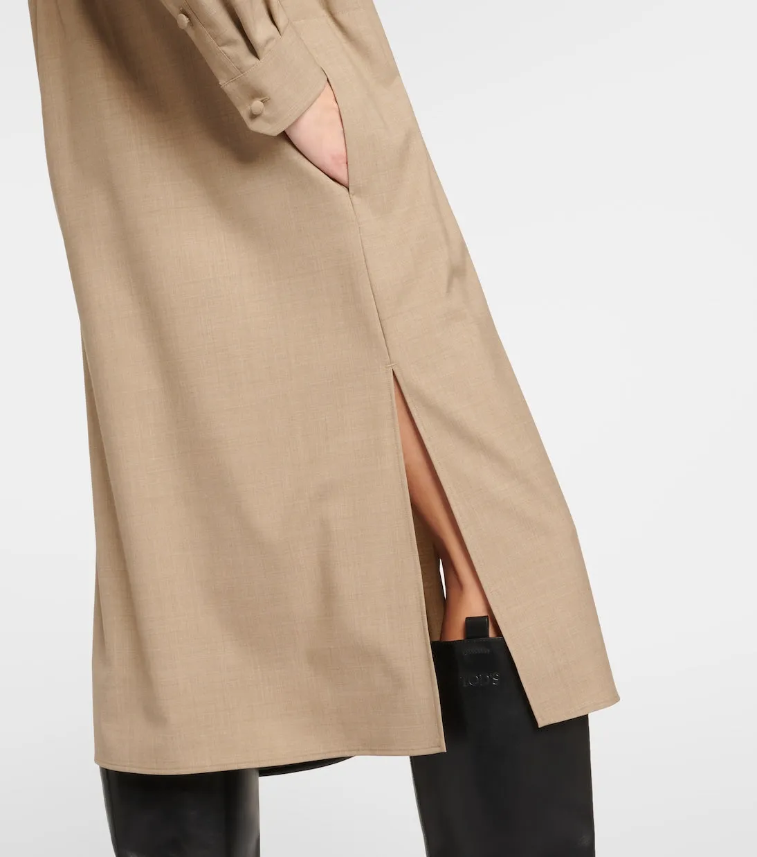 Monia shirt dress in Max Mara natural wool, brown