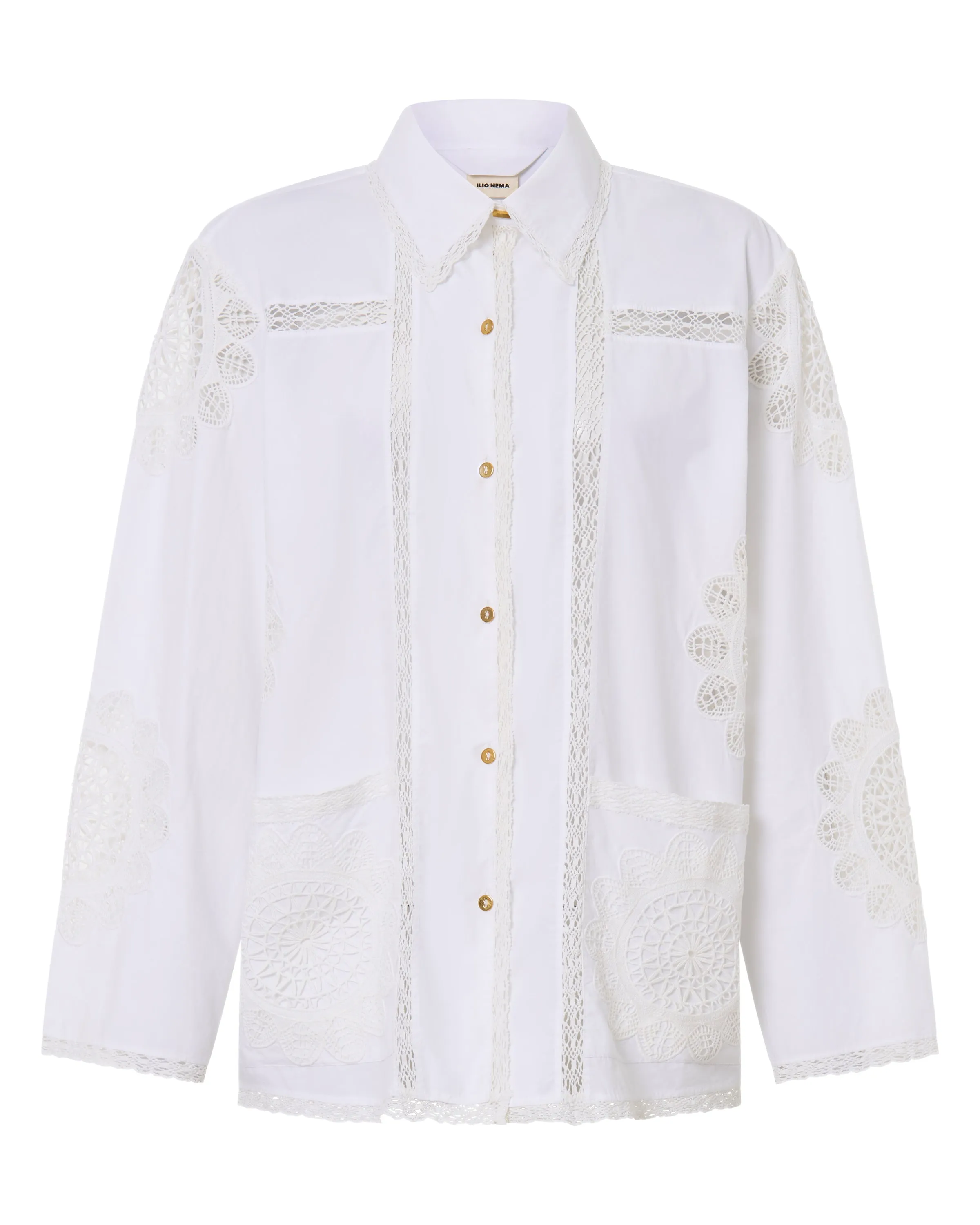 Neleus White Cotton Poplin Shirt