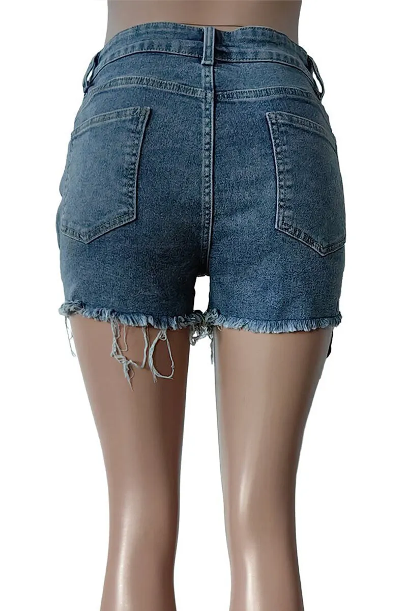 PK0149 Studded Stretch Denim Shorts