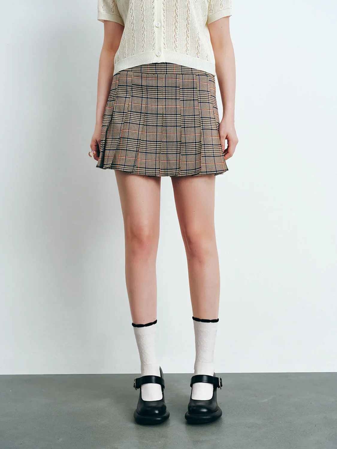 Plaid Pleated A-Line Skirts