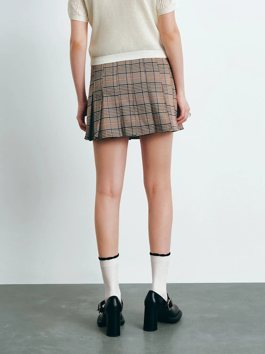 Plaid Pleated A-Line Skirts