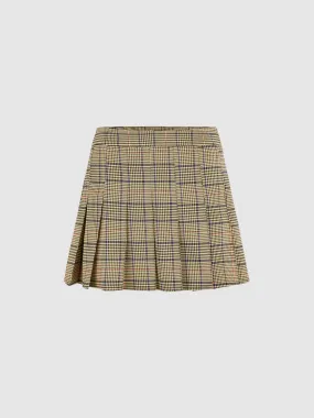 Plaid Pleated A-Line Skirts