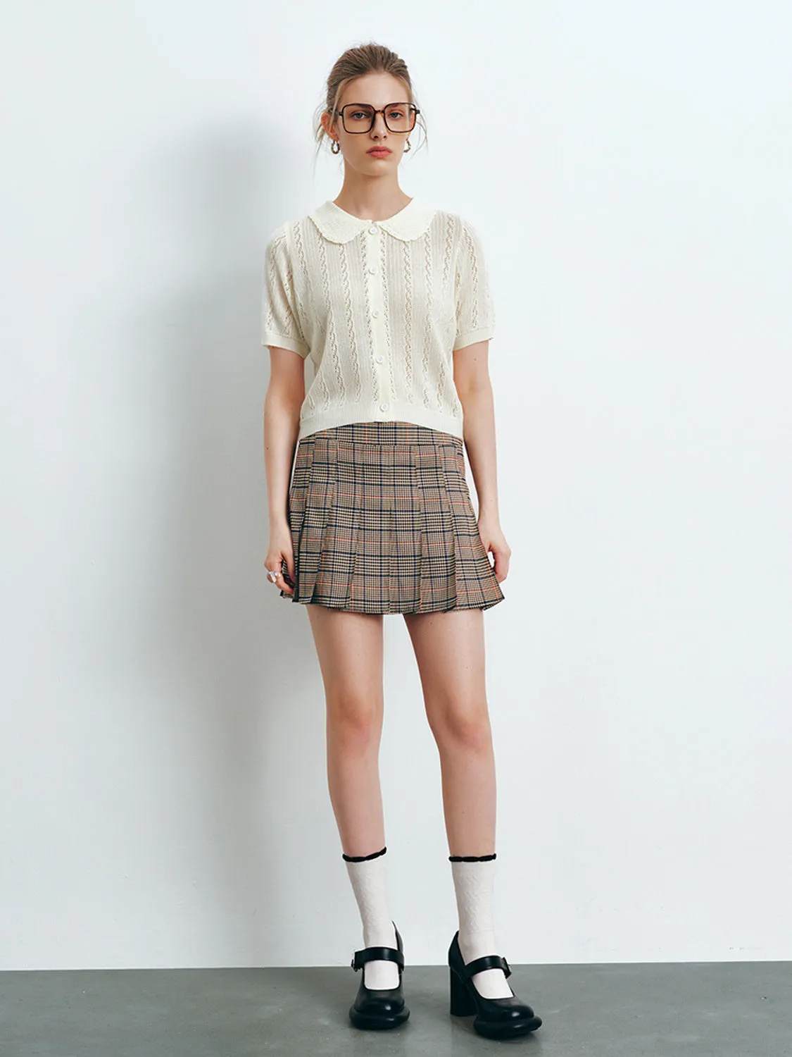 Plaid Pleated A-Line Skirts