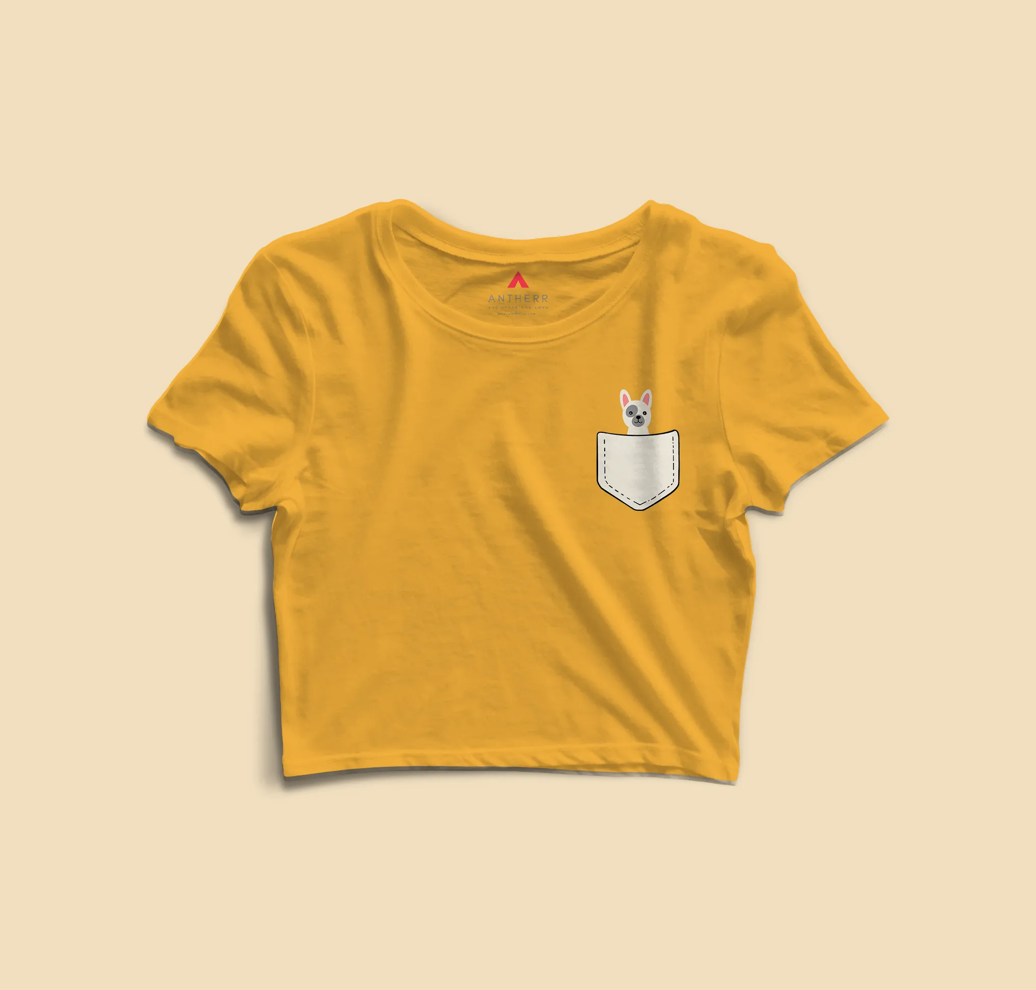 " CUTE BULLY " - HALF SLEEVE POCKET DESIGN CROP TOPS