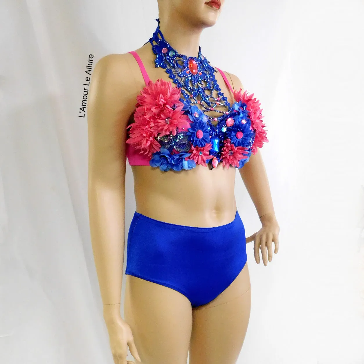 Ready to Ship 38C Pink and Blue Fairy Dance Chain Rave Bra and Skirt Halloween Costume