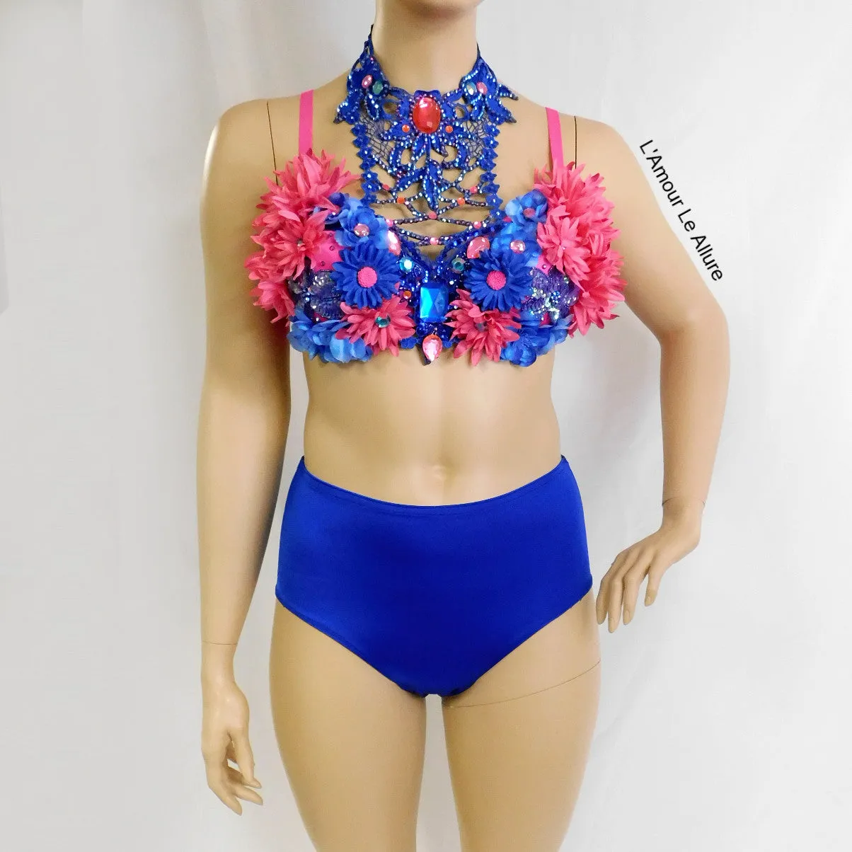 Ready to Ship 38C Pink and Blue Fairy Dance Chain Rave Bra and Skirt Halloween Costume