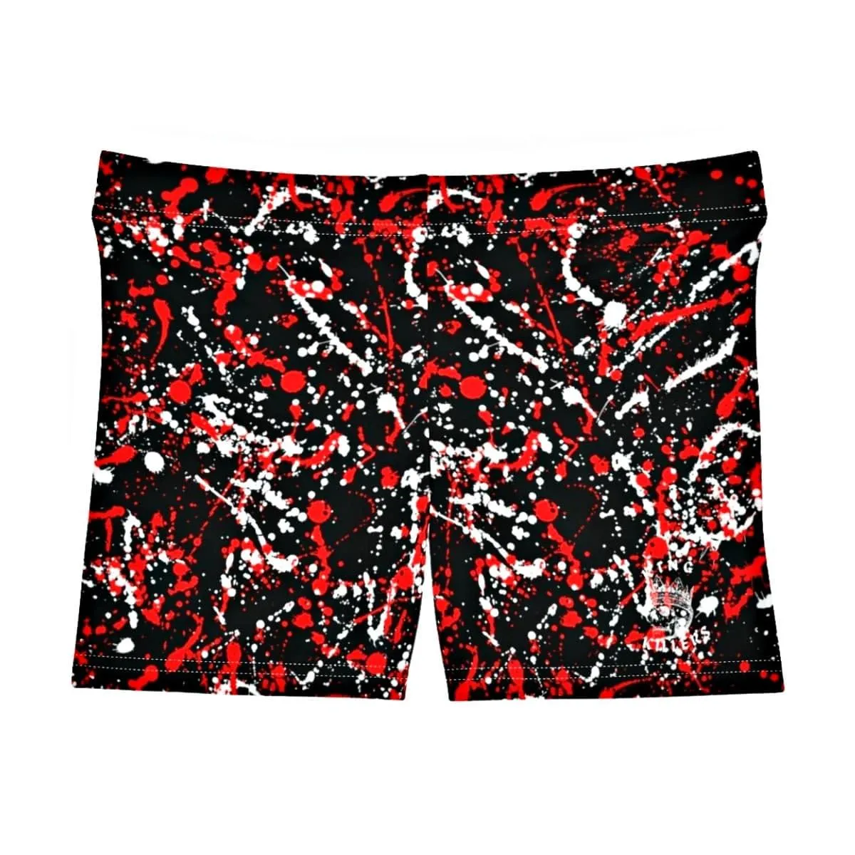 Red Black White Paint Splatter High Waisted Shorts