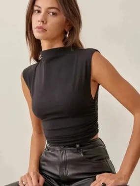 Sexy Black Turtleneck Crop Top