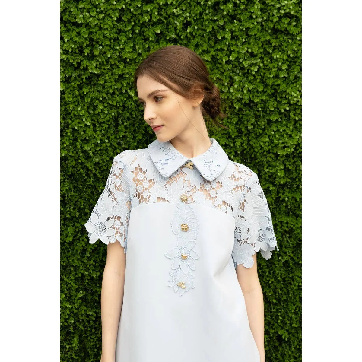 Short Sleeve Floral Lace Panelling Mini Dress - FINAL SALE