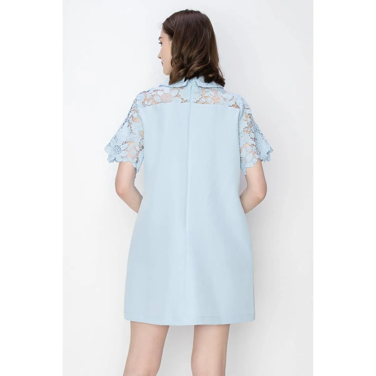 Short Sleeve Floral Lace Panelling Mini Dress - FINAL SALE