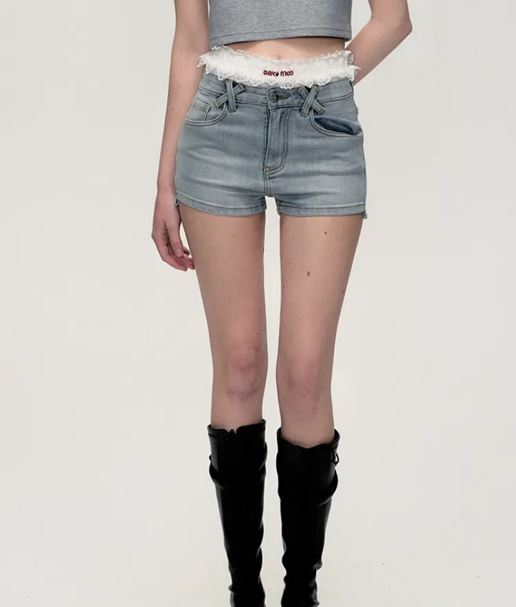 Slim High Waist Denim Shorts