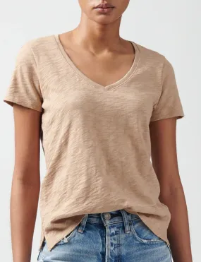 Slub Jersey V-Neck Tee, Camel