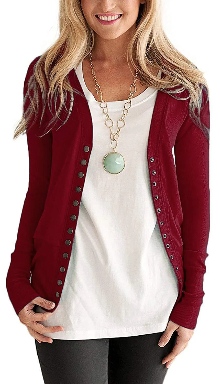 Spring Solid Color V-neck Long Sleeve Coats