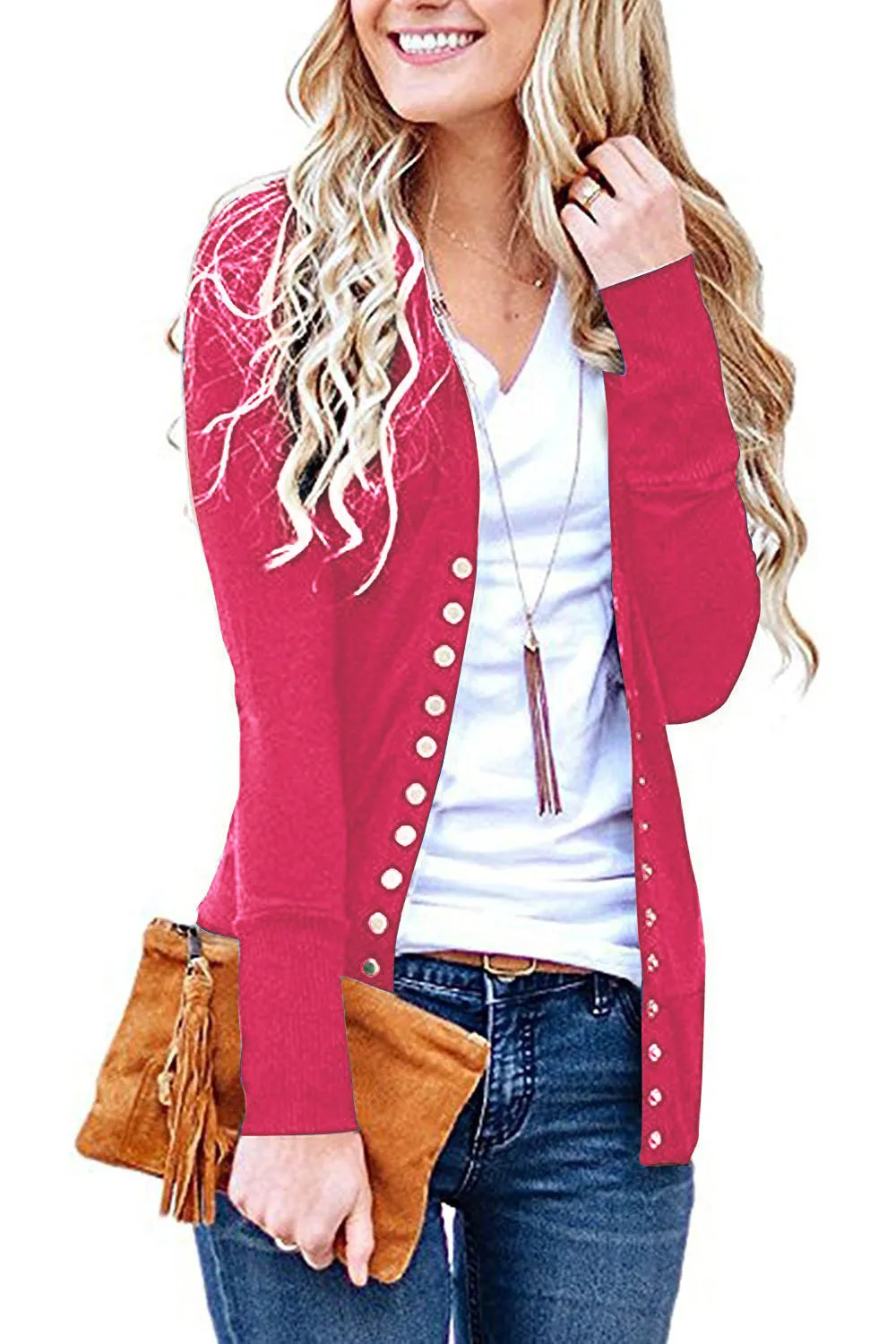 Spring Solid Color V-neck Long Sleeve Coats