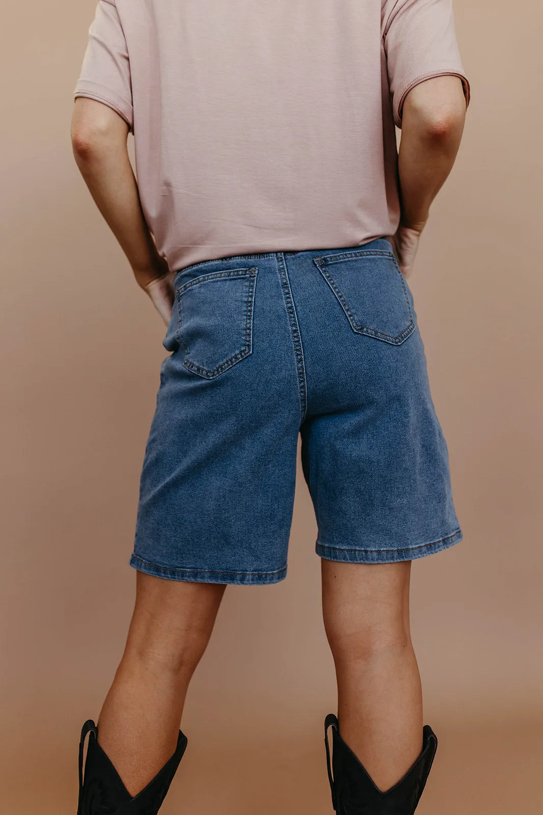 THE BRANDY HIGH-RISE BERMUDA DENIM SHORTS