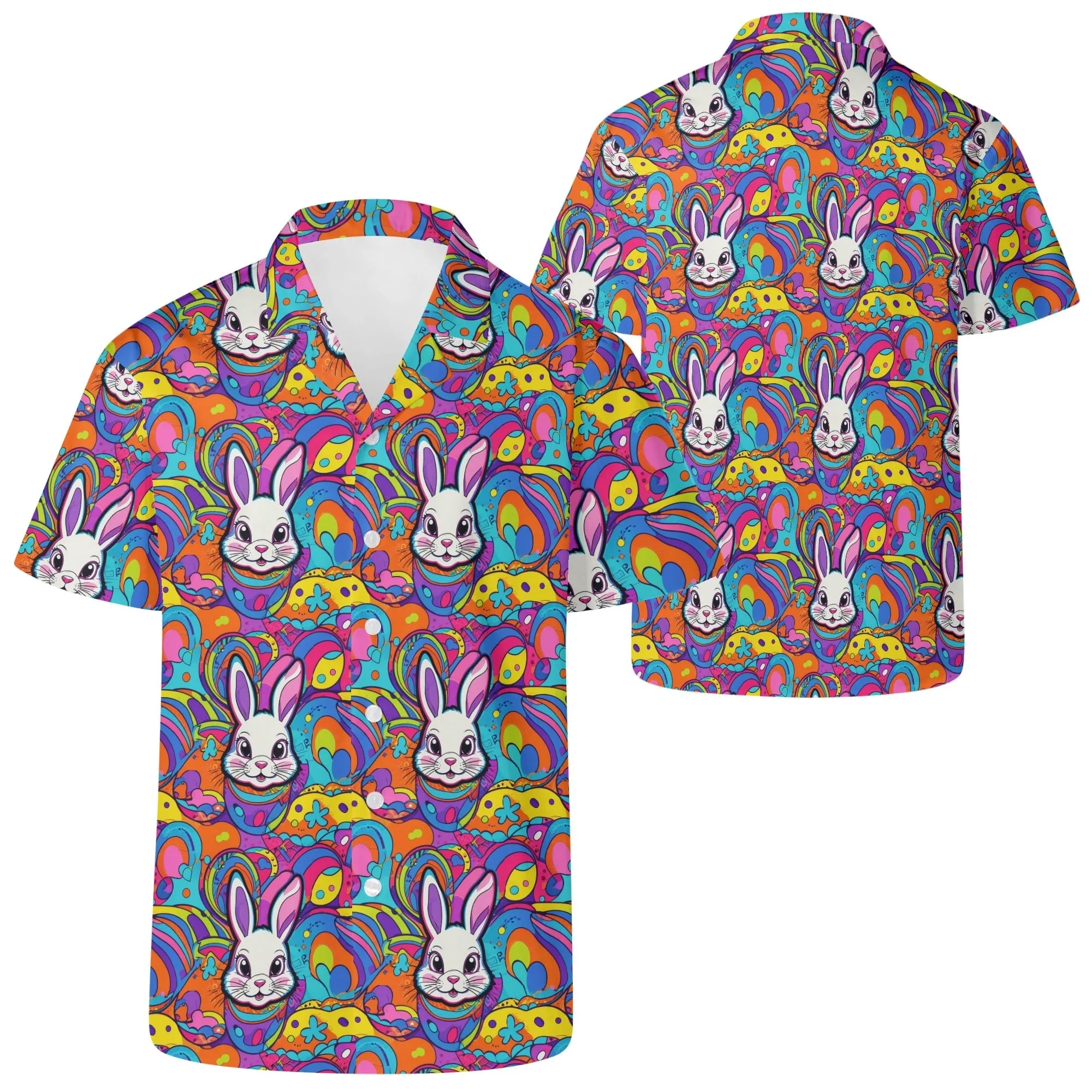 Trippy Bunny Mens Casual Hawaiian Shirt