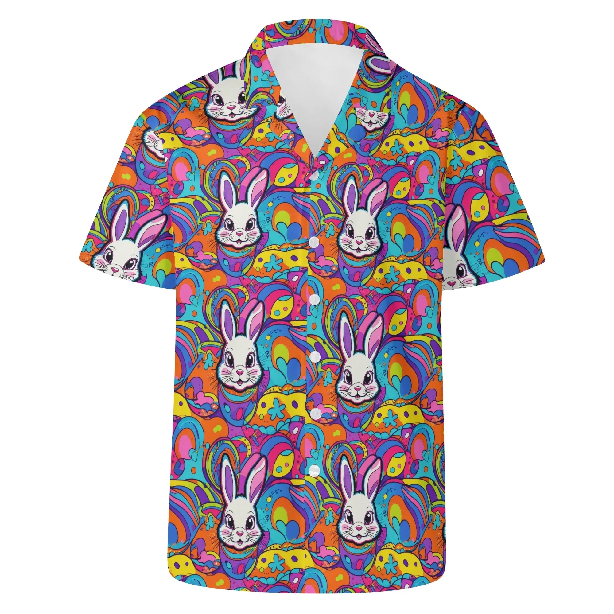 Trippy Bunny Mens Casual Hawaiian Shirt