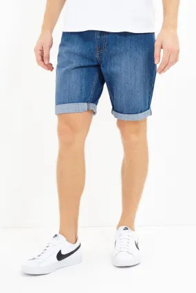 UGANDA MID BLUE WASHED DENIM SHORTS