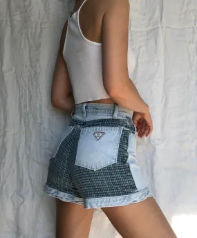 Vtg Flannel Denim Shorts