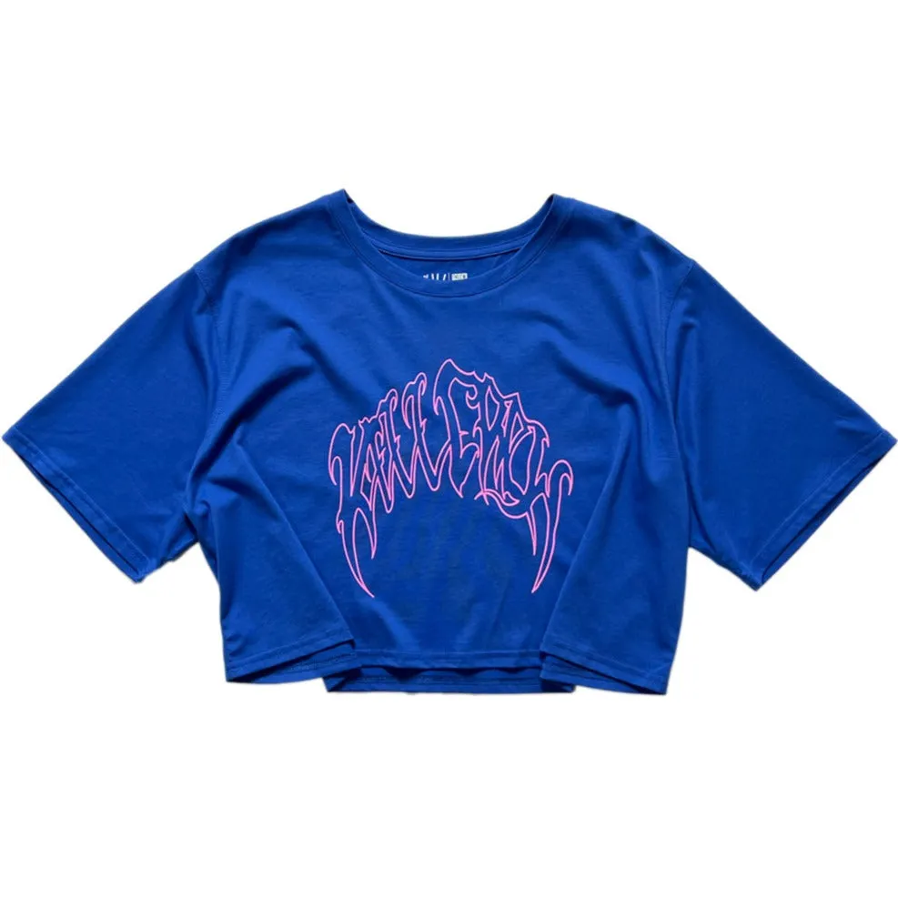 WOLF CROP TOP - BLUE / PINK