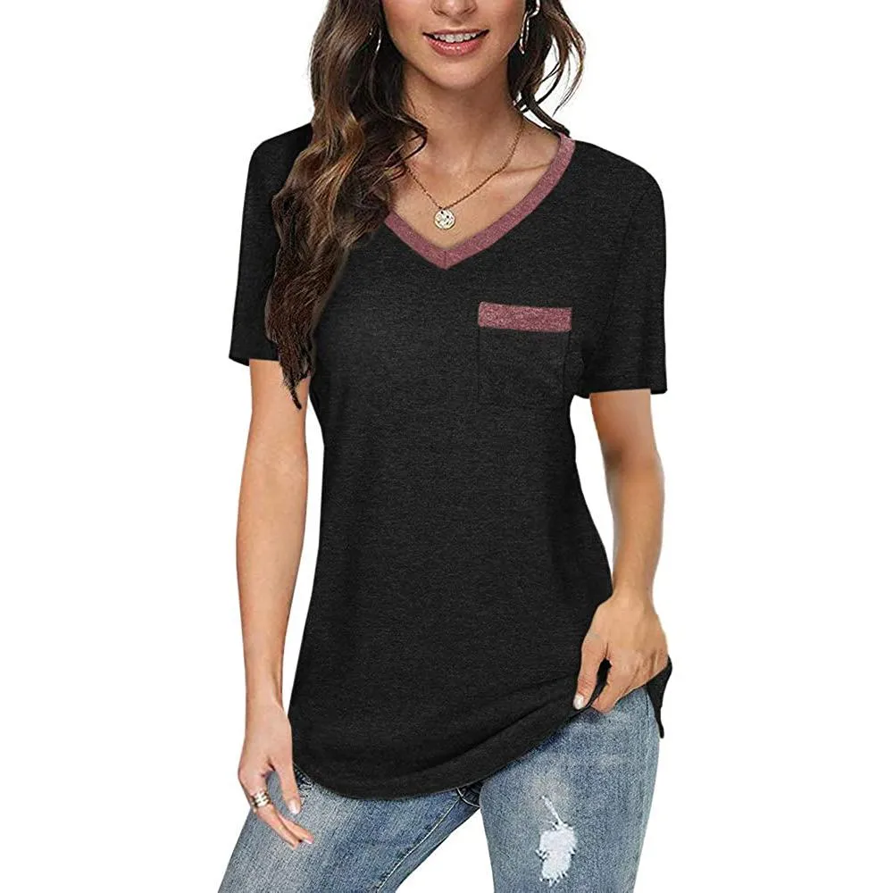 Womens V Neck Short Sleeve Tops