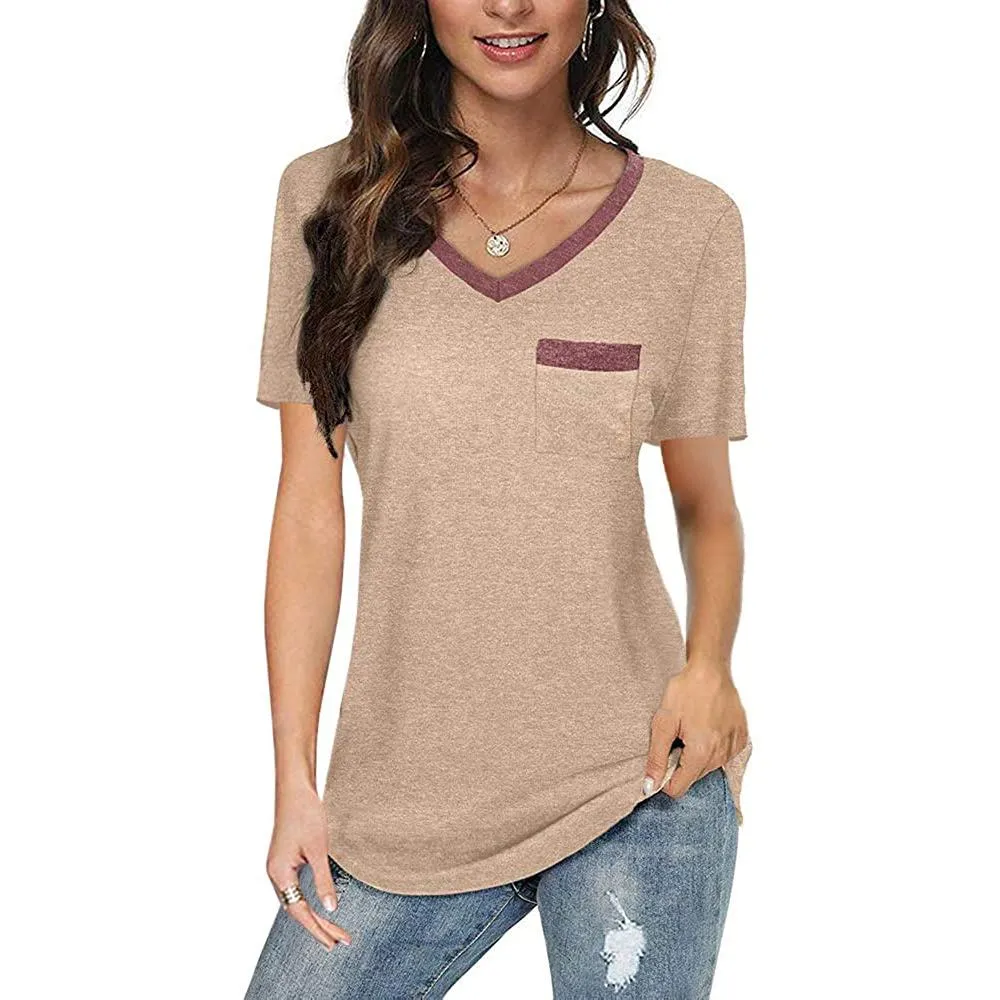 Womens V Neck Short Sleeve Tops