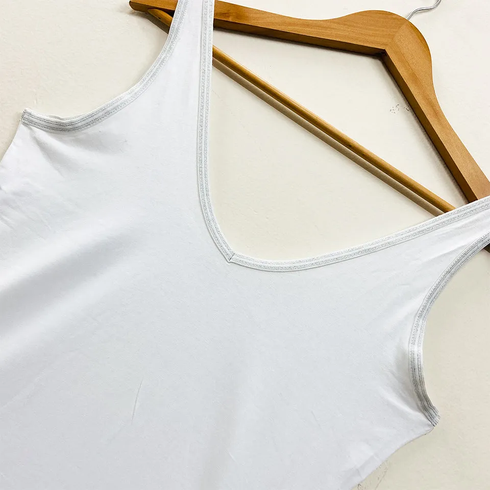 Womens V-Neck Sleeveless Cotton Vest Tank Top